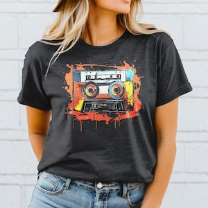 Retro Cassette Tape Tee - 80s Music Graphic Shirt - Pop Art Vintage T-Shirt - Unisex Music Lover Gift - Blue Cassette Tee - Retro Tape Shirt