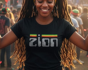Vintage Zion Reggae Shirt, Distressed Rasta Stripe Tee