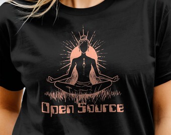 Open Source Mindfulness T-Shirt, Tech Infused Yoga & Meditation Apparel for Wellness Enthusiasts