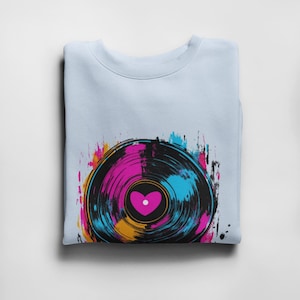 Vinyl Love Sweatshirt - Retro Music Crewneck - Vintage Record Lover Shirt - Aesthetic Heavy Blend Pullover - Gift for Her or Him - Gift Idea