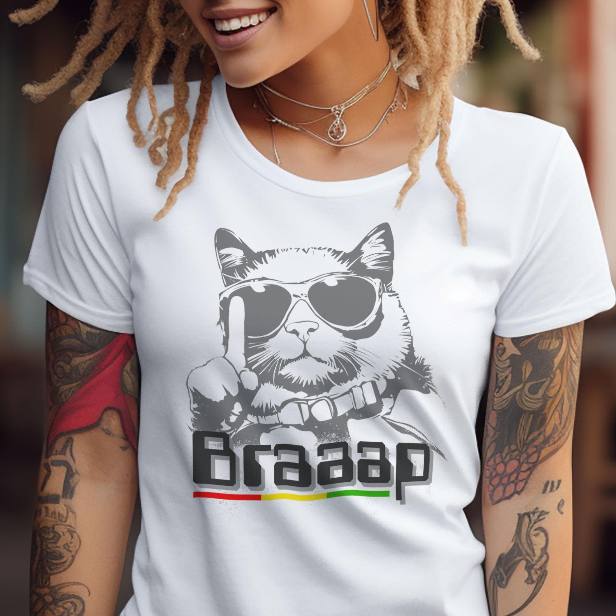 Reggae Cool Cat T-Shirt, Kool Rasta Kitty Pointing Up, Dancehall Sound-System Tee, Funny Music Lover Gift 2025