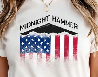 Operation Midnight Hammer B-2 Bomber T-Shirt, Patriotic Stealth Graphic, USAF Pride Tee, American Flag Military Gift 2025