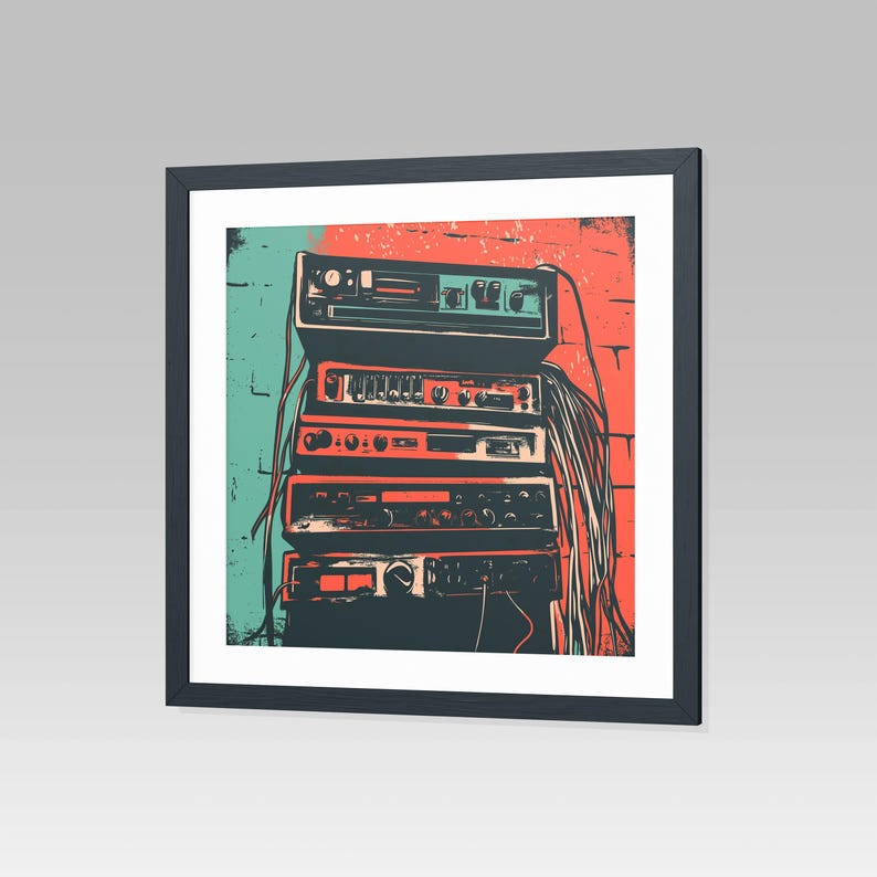 Green and Red Retro Hifi Rack Stereo Cassette Pop, Colorful, Vintage ...