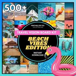 Kit Vision Board 2025 Kit collage fotografico di viaggio Manifesta sogno Vacanza Legge di attrazione Moodboard personalizzato Donne Stampa PDF Download immediato
