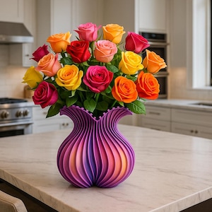 Heart Shaped Vase V2  Valentine Gift Romantic Centerpiece Modern Design Spiral Pattern Decorative Home Accent Unique Present many colors