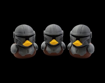 Mandalorian Inspired Duck Brown & Silver Space Warrior 3D Printed Collectible Jeep Ducking Cruise Lines