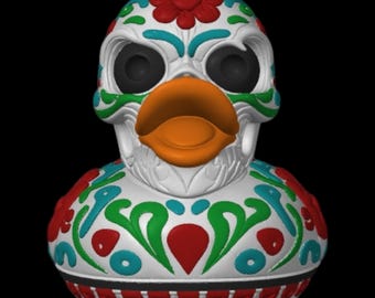 Sugar Skull Duck Multicolor Shelf Ornament Mexican Art Cultural Day Of Dead Car Dash