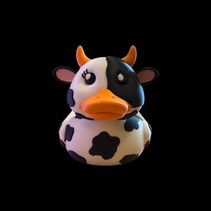 Cow Duck Black & White 3D printed  Kids Bath Toys  Stress Relief Collectable
