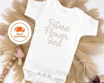 Embroidered Future Flower Girl Bodysuit, Wedding Bodysuit, Team Bride Bodysuit, Baby Wedding Clothing, Will you be my Flower Girl Bodysuit