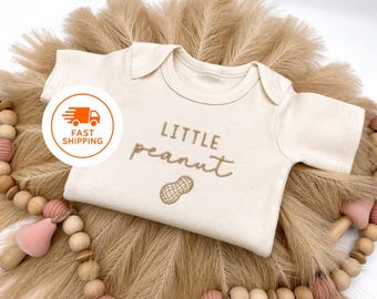 Embroidered Little Peanut Bodysuit with a Peanut, Newborn Baby Gift, Cute Nickname Baby Bodysuit, Baby Shower Gift, Adorable Little Peanut
