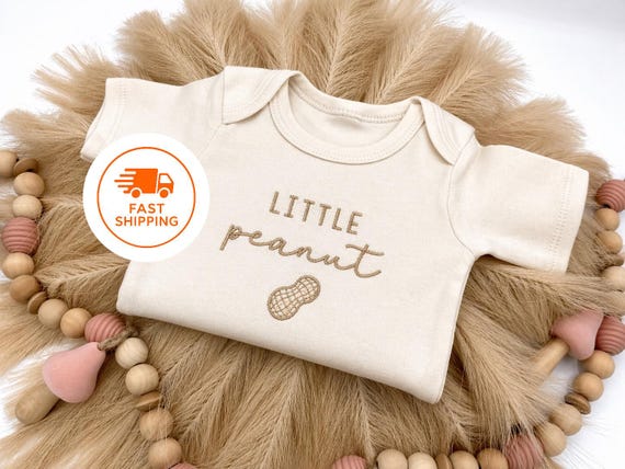 Embroidered Little Peanut Bodysuit with a Peanut, Newborn Baby Gift, Cute Nickname Baby Bodysuit, Baby Shower Gift, Adorable Little Peanut