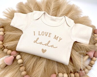 Embroidered I love my Dada Bodysuit, Pregnancy Announcement to Husband, Baby Announcement to Daddy, Hi Daddy, Father’s Day Bodysuit Gift