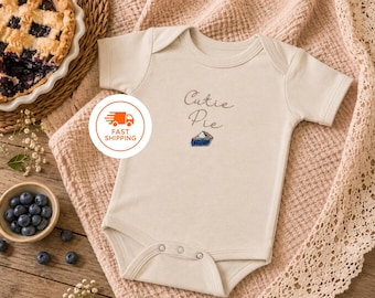 Embroidered Cutie Pie Bodysuit, Cottagecore Baby Announcement, Blueberry Pie Pregnancy Announcement, Sweet Baker Gift, Pie Baby Bodysuit