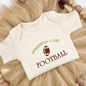 Embroidered Apparently I like Football Bodysuit, Football Bodysuit, Newest Football Fan, Football Assistant Coach, Funny Baby Shower Gift