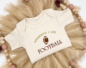 Embroidered Apparently I like Football Bodysuit, Football Bodysuit, Newest Football Fan, Football Assistant Coach, Funny Baby Shower Gift