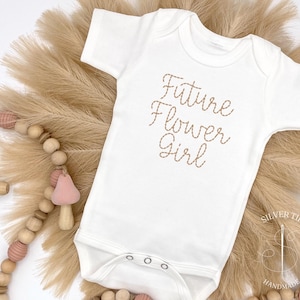 Embroidered Future Flower Girl Bodysuit, Wedding Bodysuit, Team Bride Bodysuit, Baby Wedding Clothing, Will you be my Flower Girl Bodysuit
