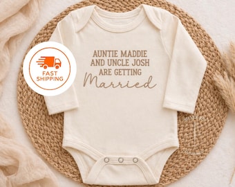 Embroidered Auntie and Unlce getting Married Bodysuit, Wedding Bodysuit, Team Bride Bodysuit, Baby Wedding Clothing, Flower Girl Bodysuit