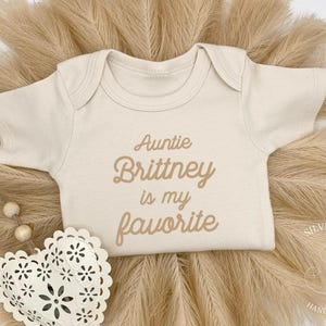 Embroidered Custom Auntie is my favorite Bodysuit, Aunt Baby Gift, I love my aunt, Auntie is my Bestie, Pregnancy Announcement to Auntie