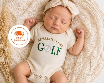 Embroidered Apparently I like Golf Bodysuit, Golf Bodysuit, Newest Golfing Buddy, Golf Baby Shower Gift, Golf Fan Baby Gift, Little Golfer