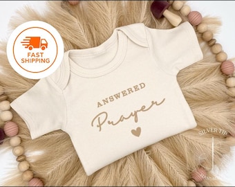 Embroidered Answered Prayer Bodysuit, Miracle Baby, Faith Bodysuit, Christian Baby Bodysuit, IVF Baby Announcement, Baby Gift, Adoption