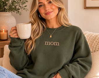 Embroidered Mom Sweatshirt, Cute mom Sweater, Mom Pregnancy Announcement Gift, Mom Custom Personalized Sweaters, Mother’s Day gift, Mama