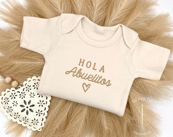 Embroidered Hola Abuelitos Bodysuit, Pregnancy Announcement to Grandparents, Baby Announcement Grandparents in Spanish, Surprise Bodysuit