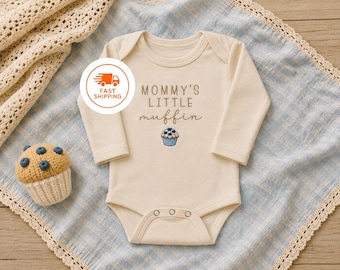 Embroidered Mommy’s Little Muffin Bodysuit, Cottagecore Baby Announcement, Blueberry Muffin Pregnancy Announcement, Cute Baker Baby Gift