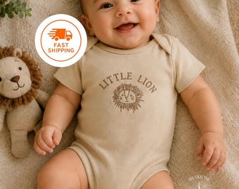 Embroidered Little Lion Bodysuit, Cute Lion Bodysuit, Safari Animal Baby Shower, Leo Lion Bodysuit, Baby Shower Gift, Cute Baby Lion Gift