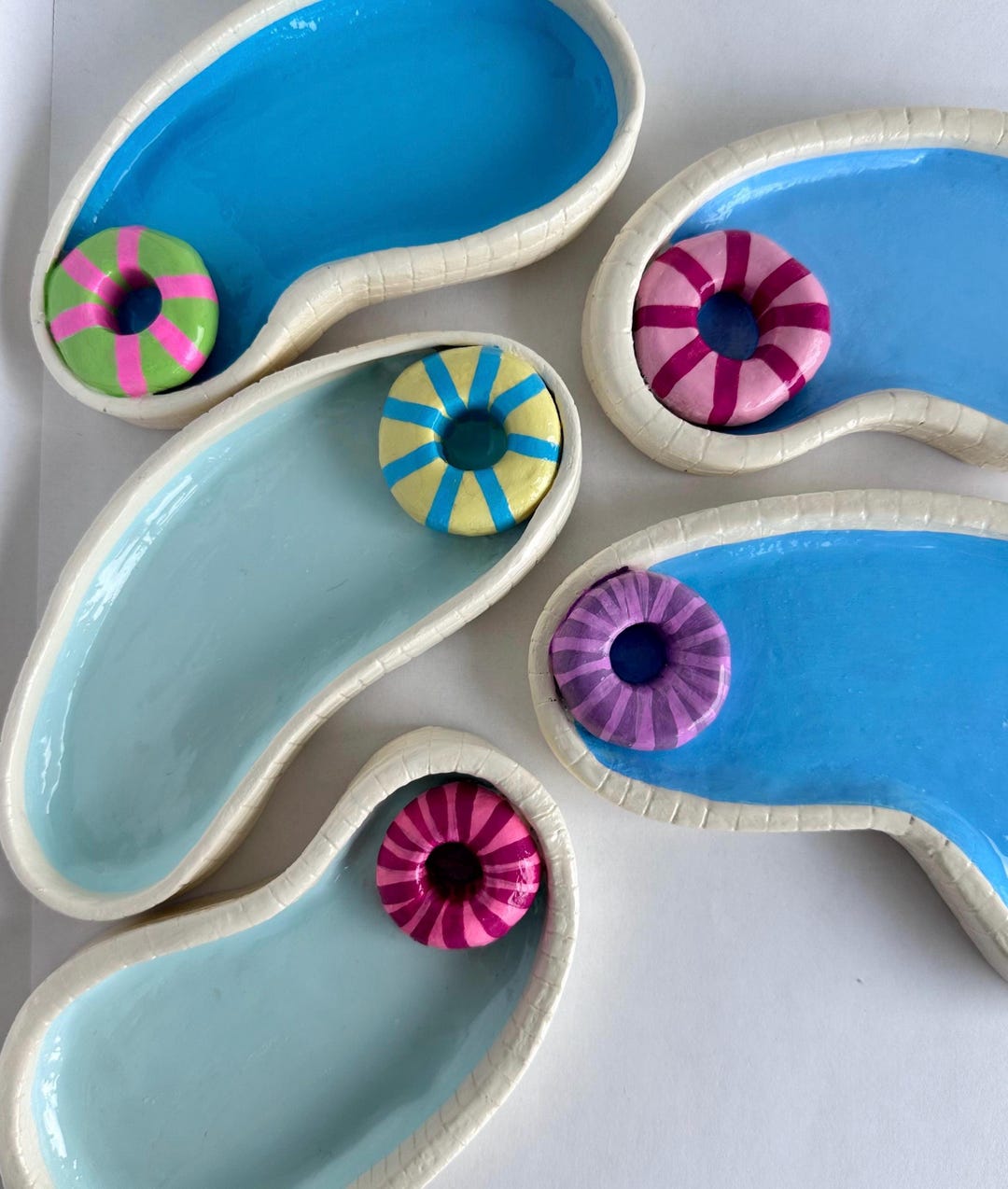 Polymer Clay Pool Ring Dish, Large Pool Trinket Dish, Summer Jewelry ...