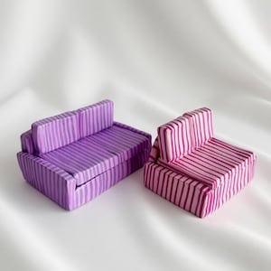 Mini joyero con forma de sofá y compartimento oculto, soporte para anillos de arcilla polimérica hecho a mano, caja de baratijas a rayas, regalo original para ella.