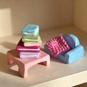 Mini Clay Objects Set of 3, Handmade Polymer Clay Miniatures, Tiny Decor Pieces, Whimsical Desk Decor, Cute Collectible Gift