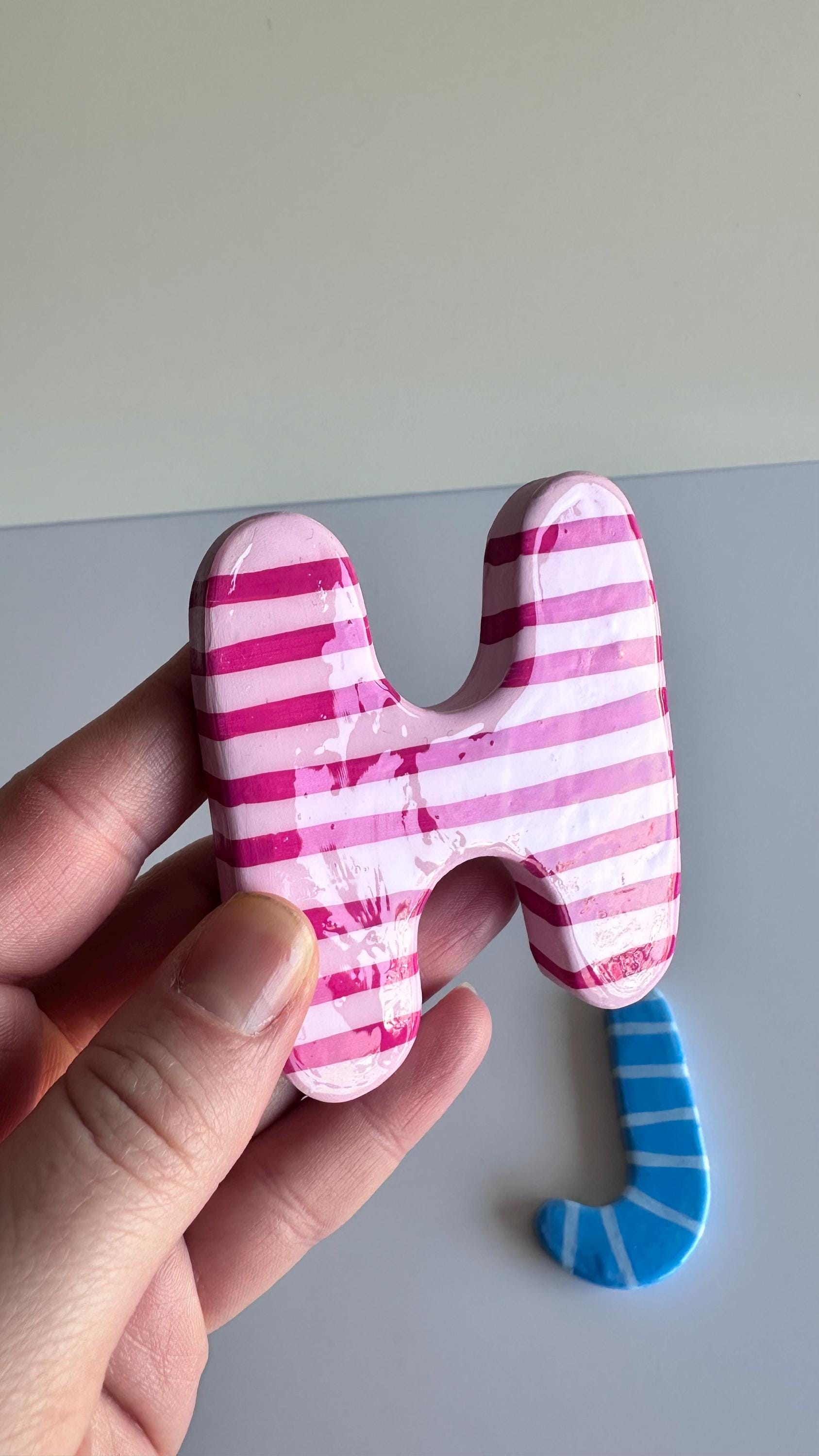 Personalized Polymer Clay Initial, Custom Letter Wall Hanging or Desk ...