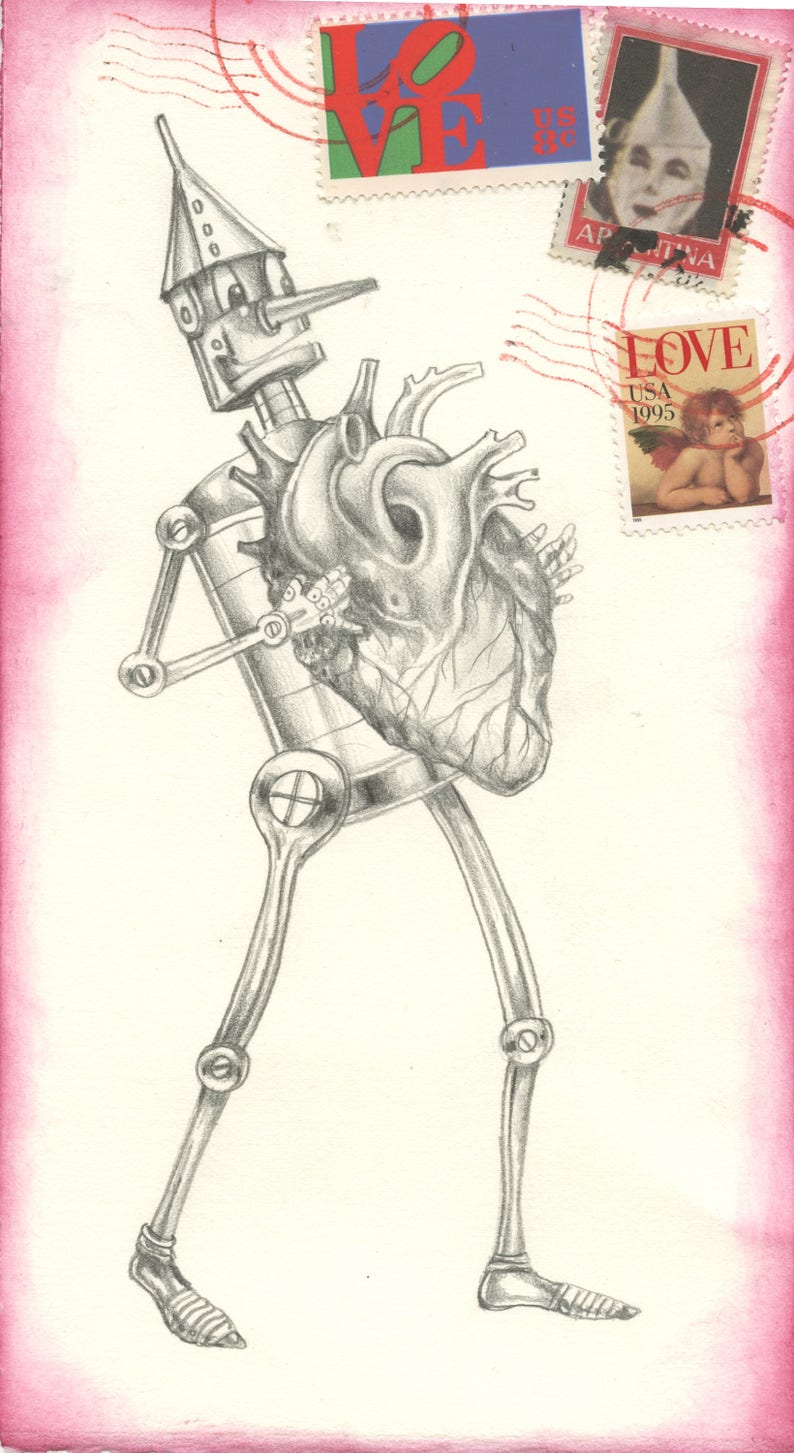 Tin Man Needs a Big Heart Postcard Etsy