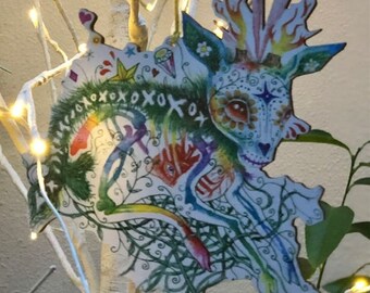 Day of the Dead Friends Deer Holiday Ornament