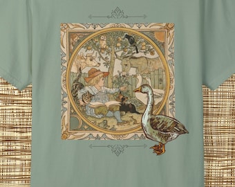 Vintage Goose, goose shirt, vintage style, Cottagecore, Light Academia, nostalgic, child&#39;s book, goose shirt,  Unisex Garment-Dyed T-shirt