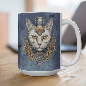 Steampunk Cat Collection large coffee mug, Mug 15oz, industrialism, loves steampunk, cosplay gift, coffee lovers, big mug, cat lovers