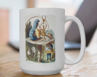 Alice in Wonderland Caterpillar Coffee Mug, Vintage Illustration 15oz