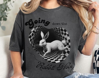 Rabbit Hole Comfort Colors T-Shirt: Alice Inspired Surreal Tee