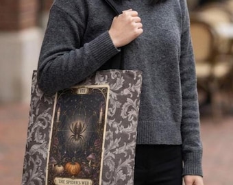 The Spider's Web Tarot Card tote bag | all-over print tote