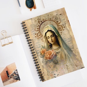 Gesegnete Jungfrau Maria Zeitschrift, Spiralnotizbuch - Liniert, Katholik, Dame von Guadalupe, Mutter Maria, Heilige Mutter, Gebetstagebuch