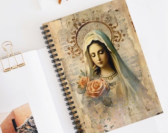 Blessed Virgin Mary journal, Spiral Notebook - Ruled Line, Catholic, Lady of Guadalupe, Mother Mary, Holy Mother journal, prayer journal