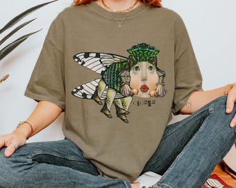 Camiseta Cigarra Divertida: Presente para Amantes de Insetos, Camiseta Unissex Tingida em Peça