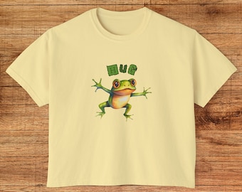 Frog Hug Boxy Crop Top: Women's Nature Lover Tee