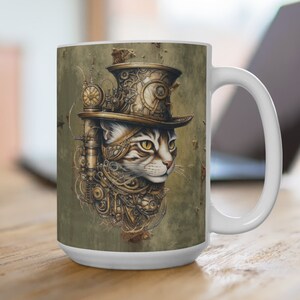 Steampunk Cat Collection large coffee mug, Mug 15oz, Industrialism, Victorian explorer, cosplay gift, coffee drinkers, cat lovers, top hat