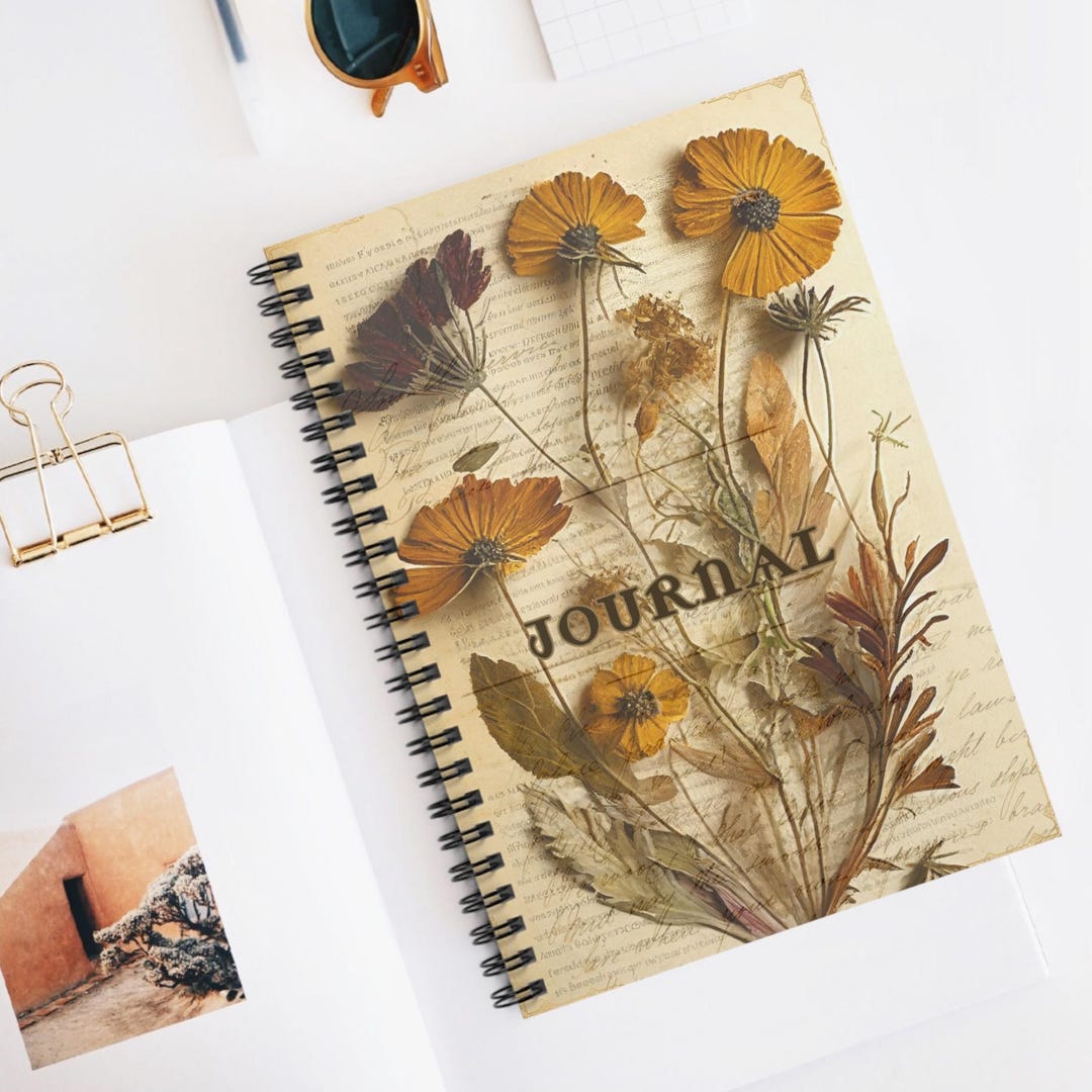 Vintage Style Dried Flower Series, Spiral Notebook - Ruled Line ...