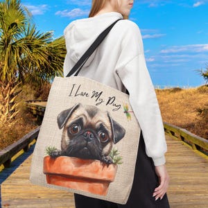 Cute Pug Tote Bag | Ideal for Dog Lovers, Pet Owners, Gift for Dog Moms, Shopping, Beach, or Daily Use totes, Pug lovers, Pug Owners