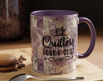 Vintage Blumen Schmetterling Akzent Kaffeetasse | Dusty Mauve, Salbei, Lila Interieur, Patchwork Quilt,