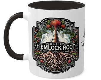 Taza de café con raíz de cicuta de bruja, etiquetas de poción de Halloween, 325 ml
