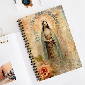 Gesegnete Jungfrau Maria Zeitschrift, Spiralnotizbuch - Liniert, Katholik, Dame von Guadalupe, Mutter Maria, Heilige Mutter, Gebetstagebuch