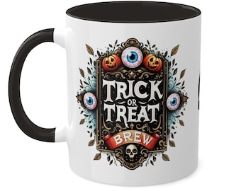 Taza de café de Halloween: Bebida de dulce o truco, etiquetas de poción de bruja